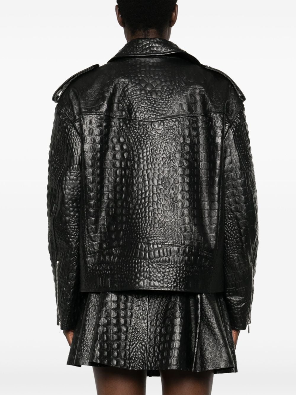 crocodile-effect leather jacket - 4