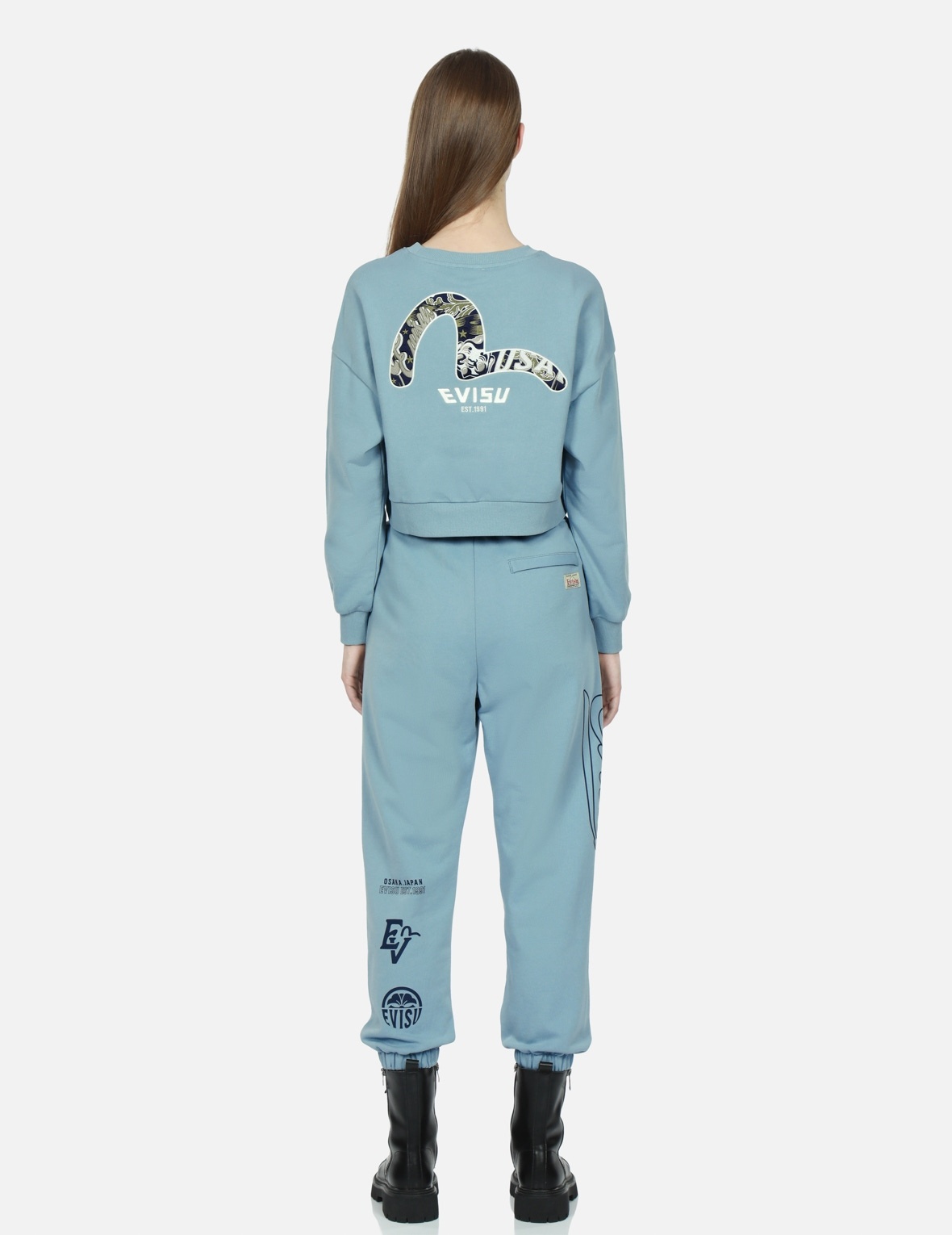 LOGO AND GODHEAD-PATTERN SEAGULL EMBROIDERY CROPPED SWEATSHIRT - 5