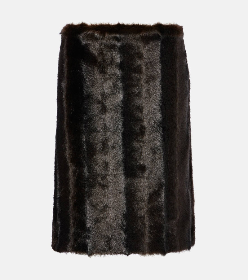 Low-rise faux fur pencil skirt - 1