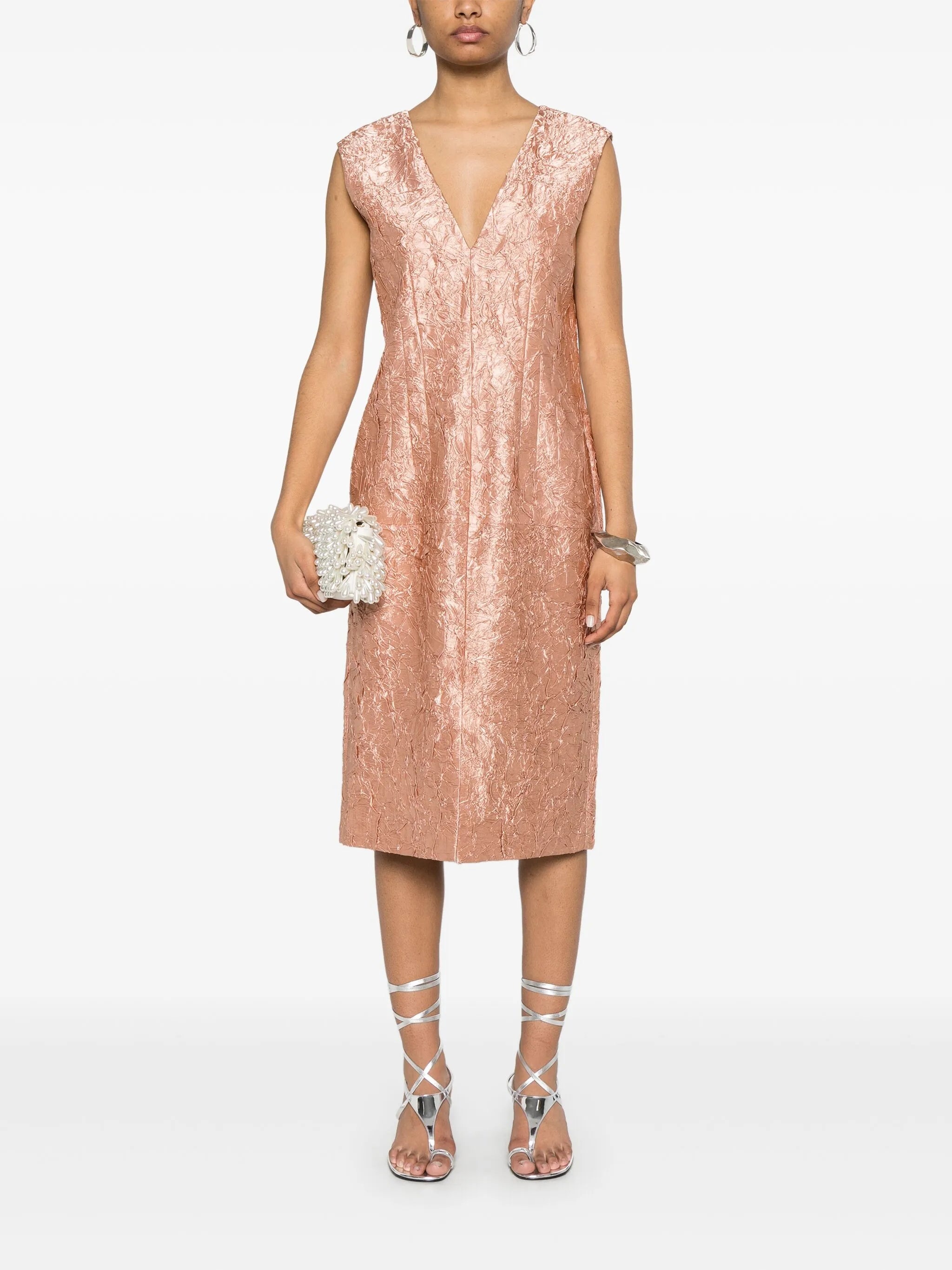 Crinkled Midi Dress - 4