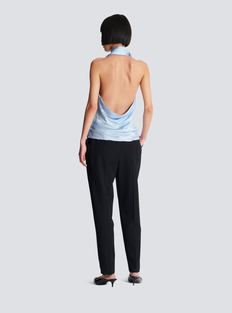 Backless fringed satin top 4