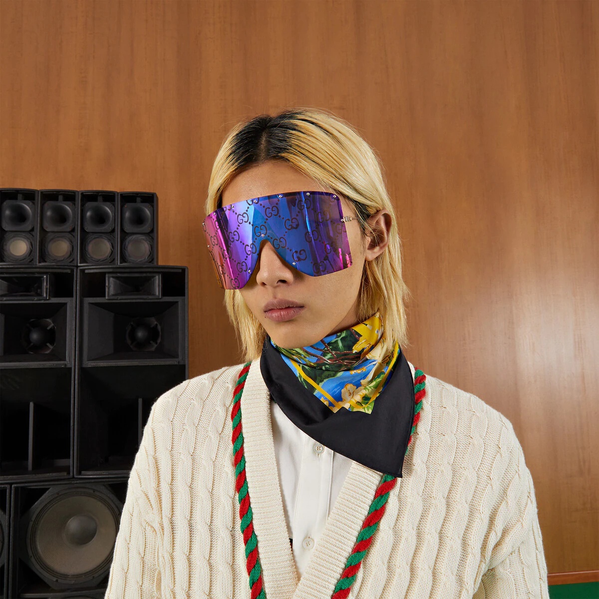 'Gucci souvenir from Los Angeles' ocean print cotton scarf - 3