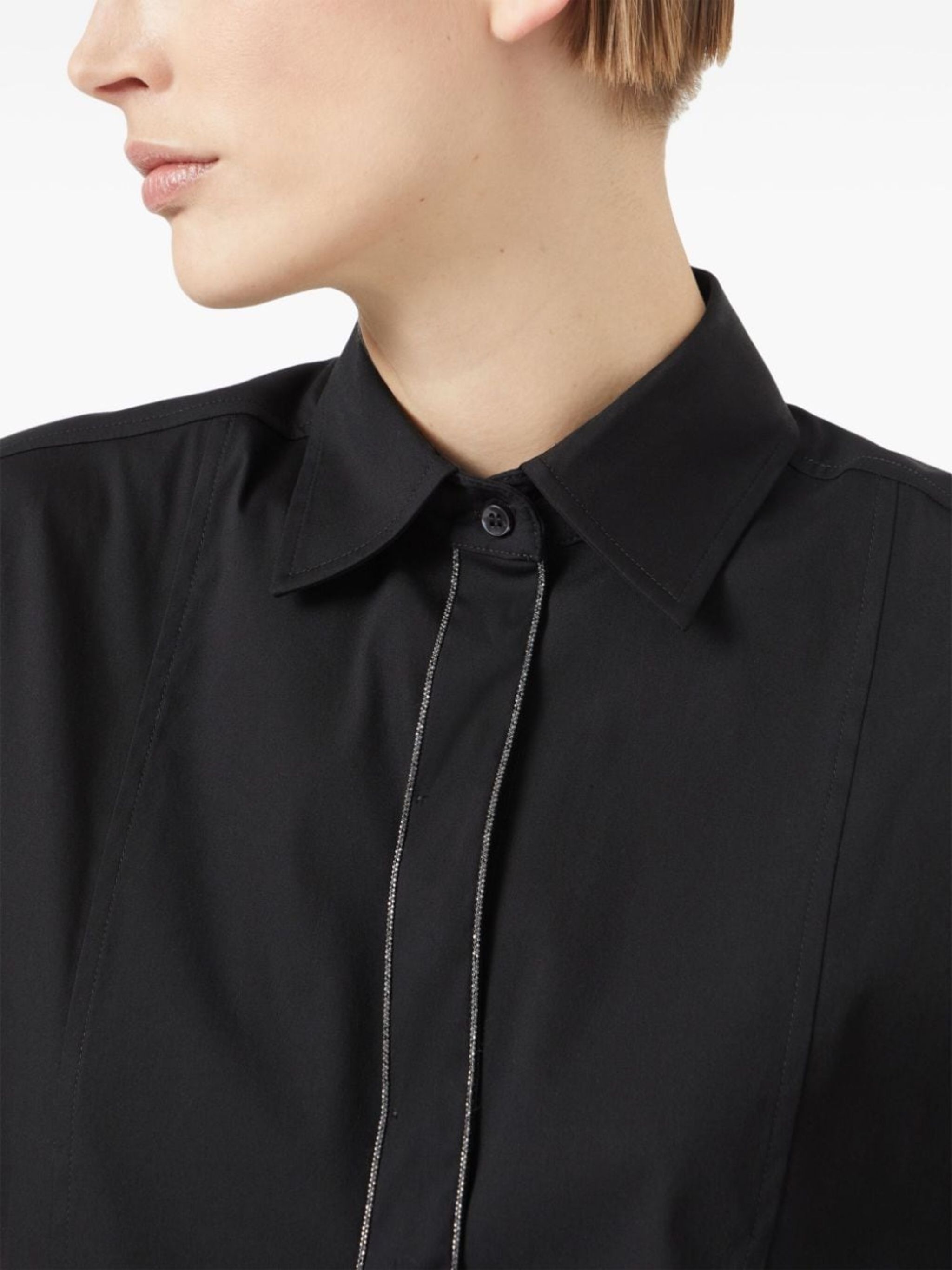 transparent-panel poplin shirt - 5