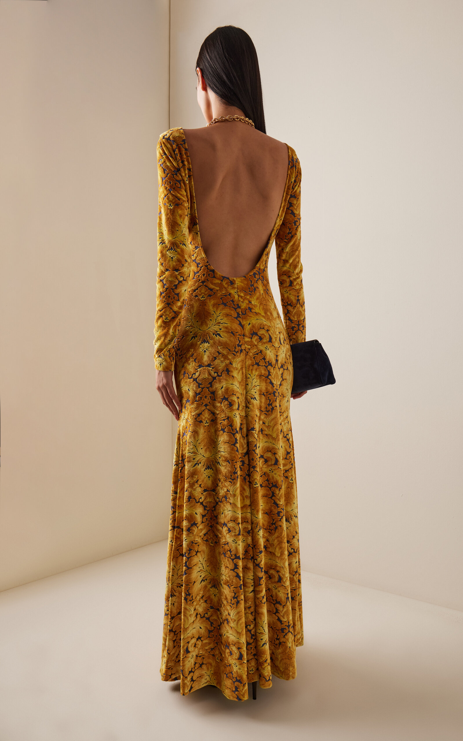 Open Back Jersey Maxi Dress yellow - 4