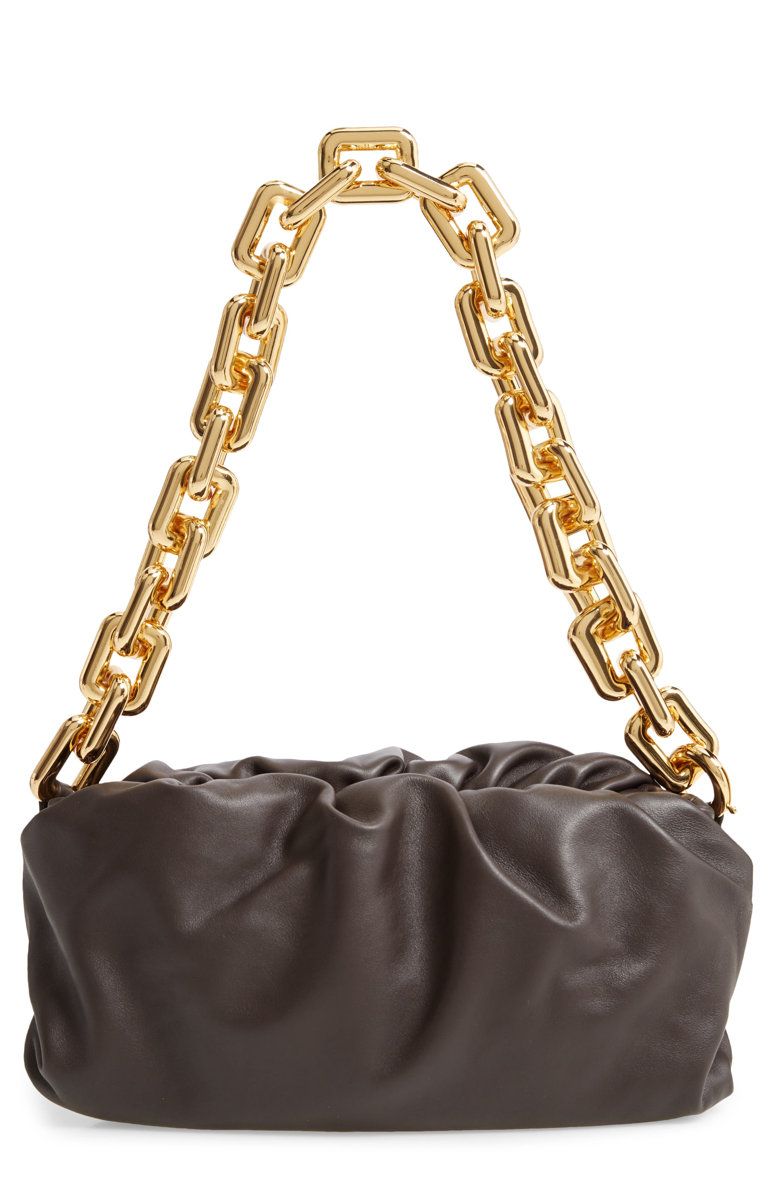 Bottega Veneta The Chain Pouch Leather Shoulder Bag in 2132 Fondente-Gold at Nordstrom - 1