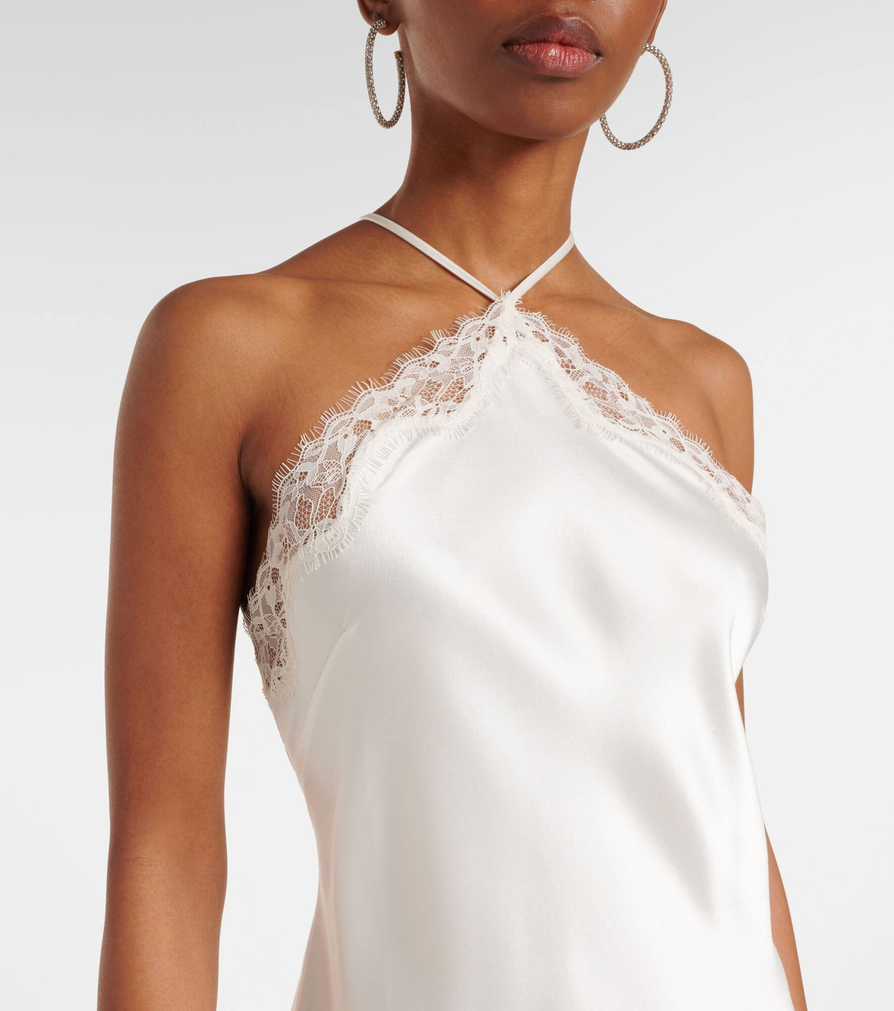 Bridal Harlan lace-trimmed satin slip dress - 4