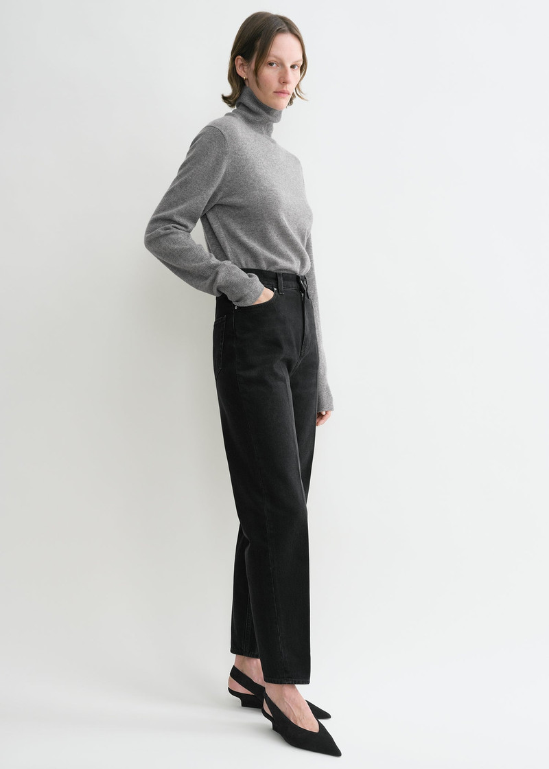 Tapered leg denim faded black 3