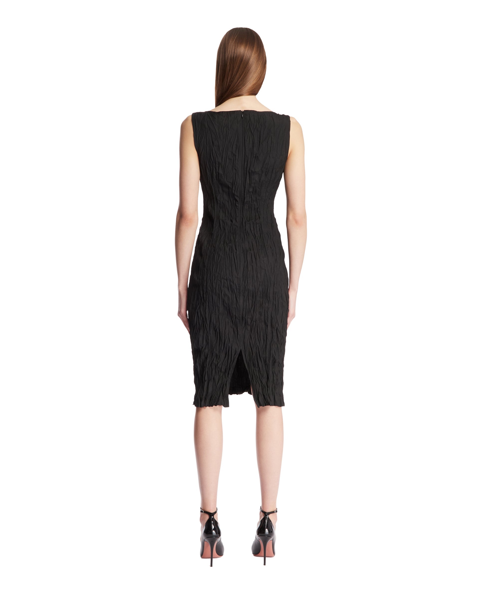 Black Crinkled Midi Dress - 3