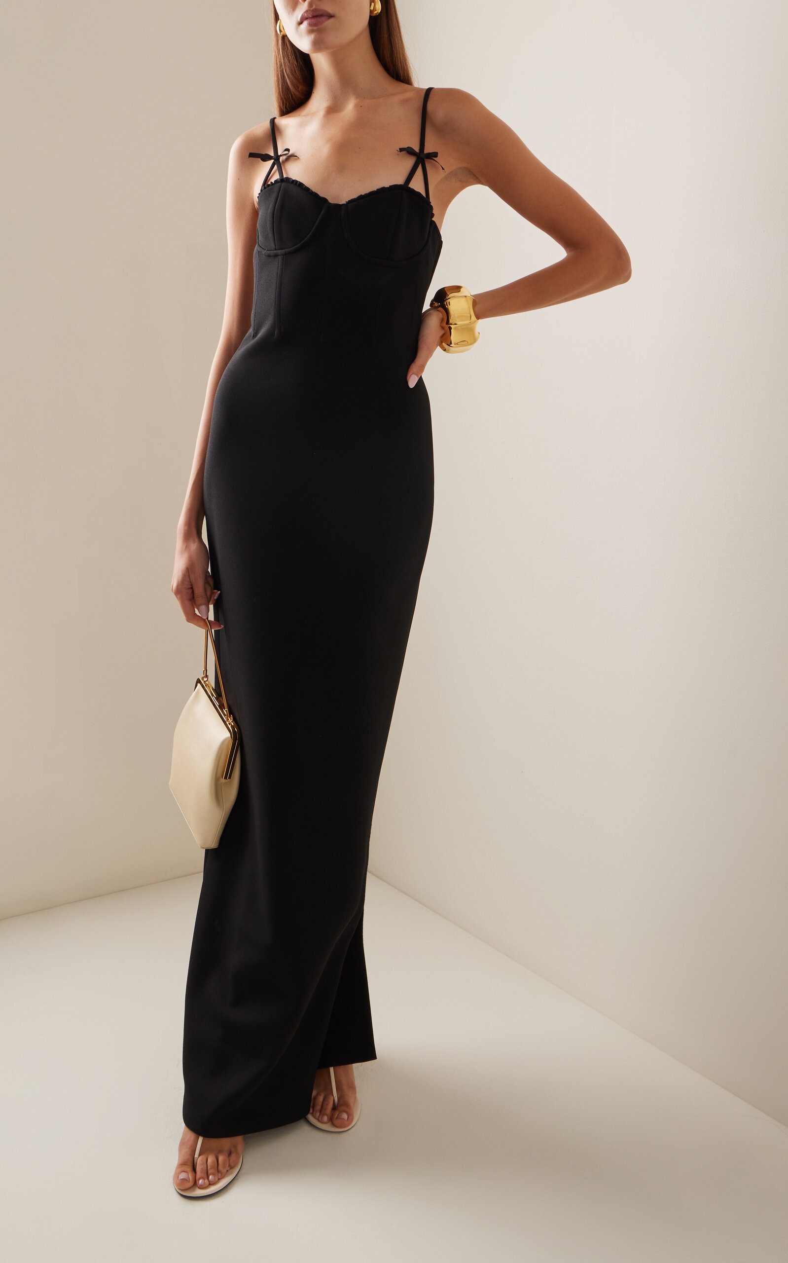 Georgina Bow-Detailed Bustier Maxi Dress black - 3