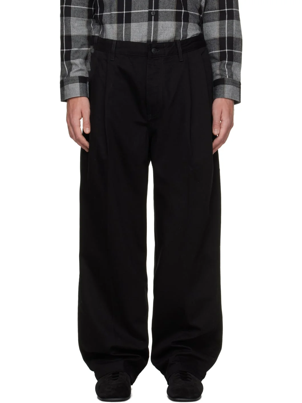 Black Relaxed-Fit Tailoring-Inspired Details Jeans - 1
