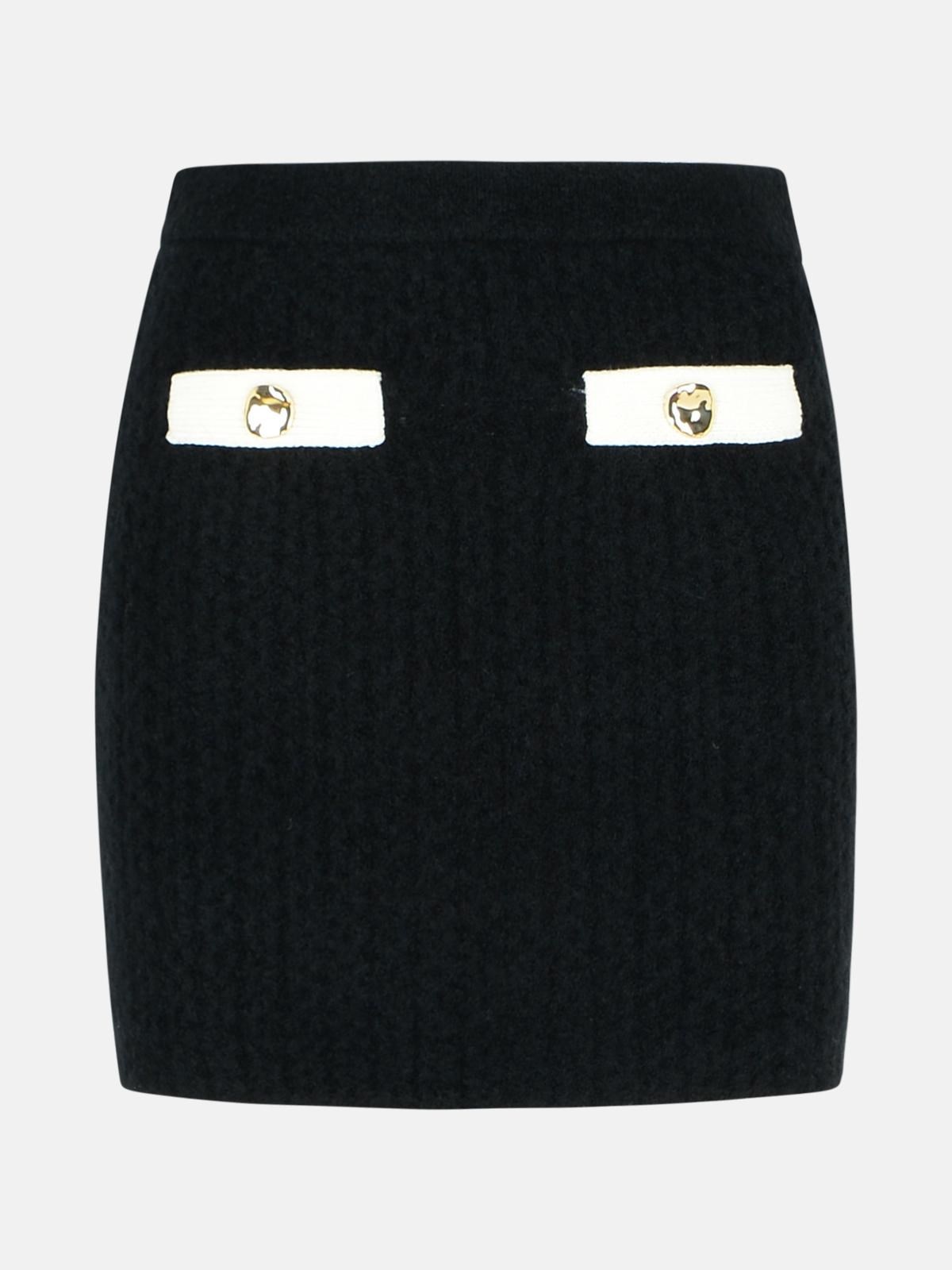 BLACK ALPACA BLEND SKIRT - 1