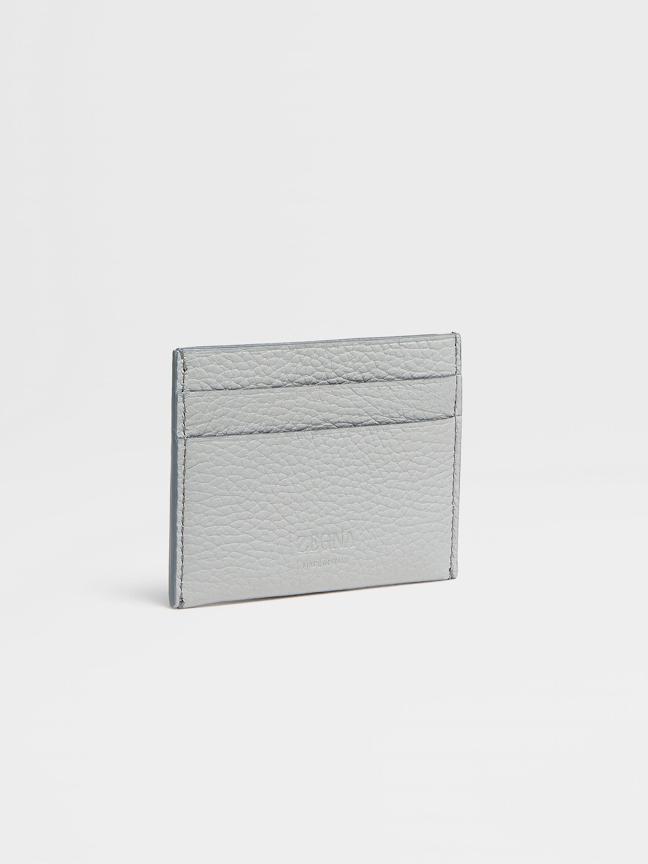 GREY MÉLANGE DEERSKIN SIMPLE CARD CASE - 3
