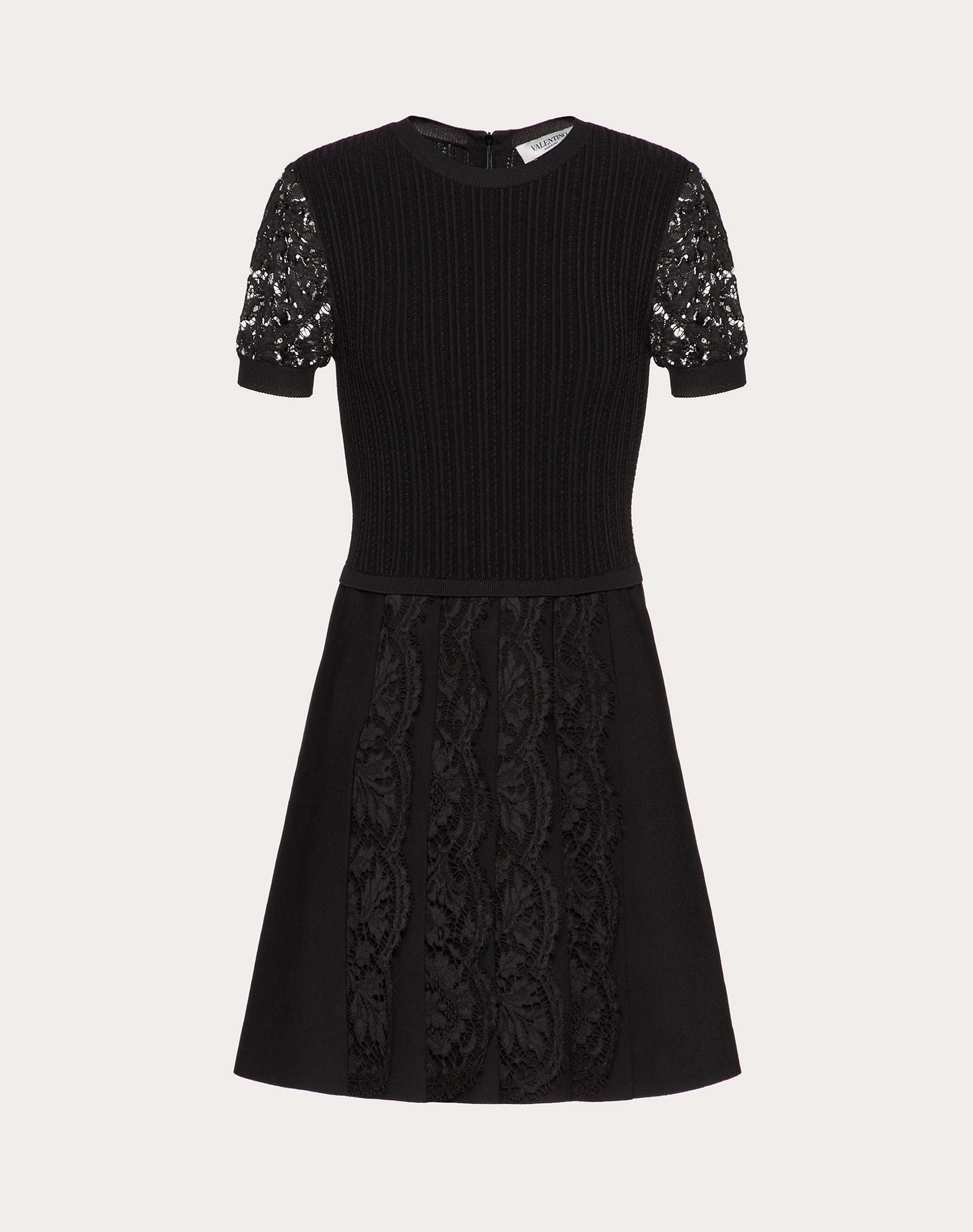 Stretch-Viscose and Heavy Lace Knitted Dress - 1