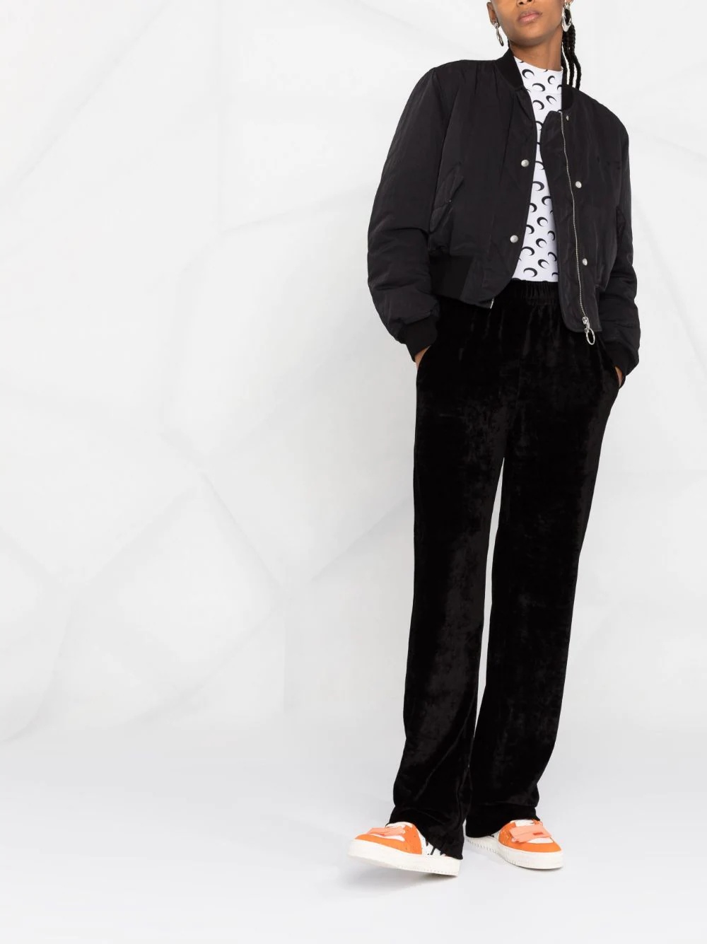 velvet straight-leg trousers - 2