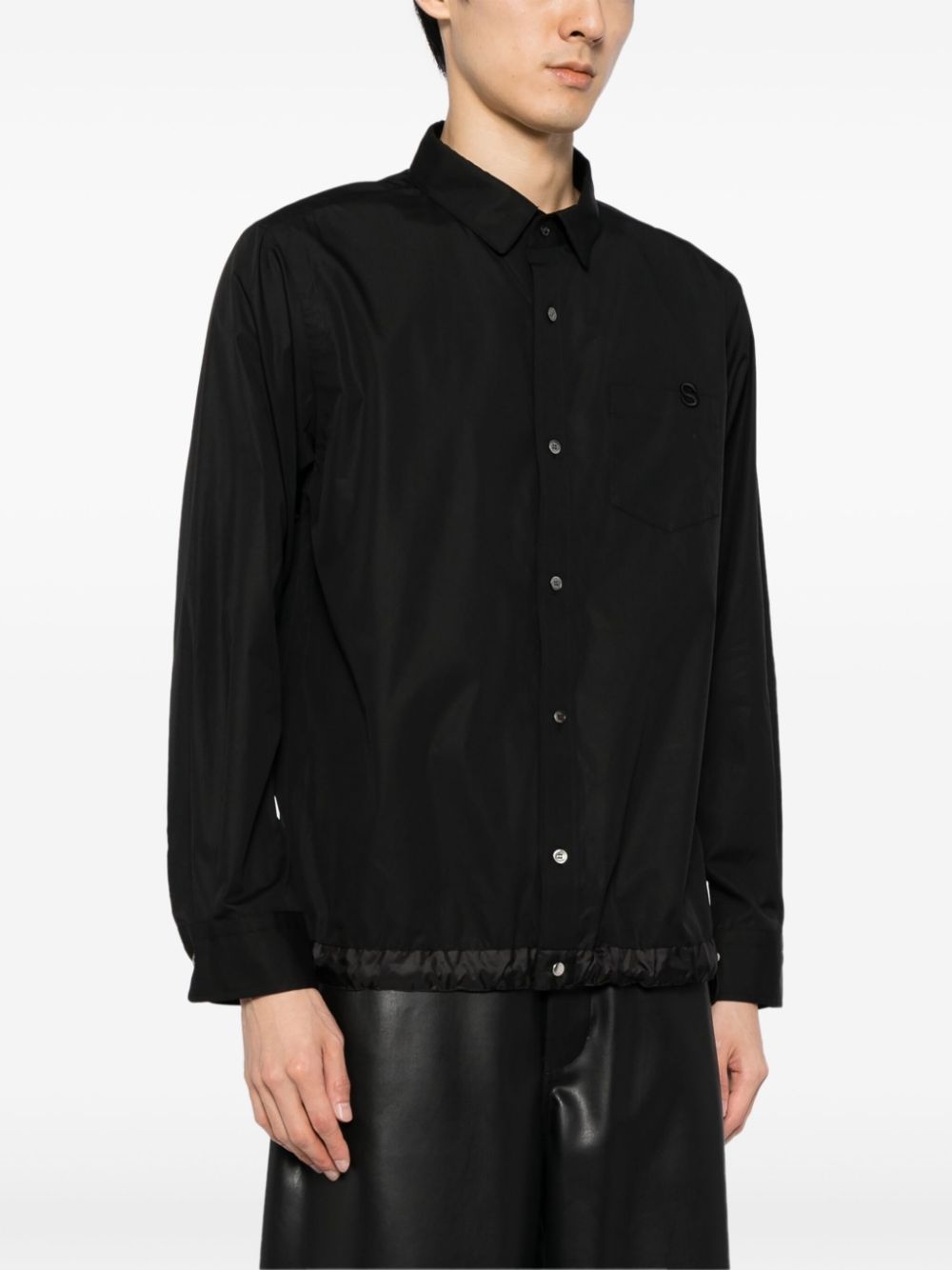 embroidered logo long-sleeved shirt - 3