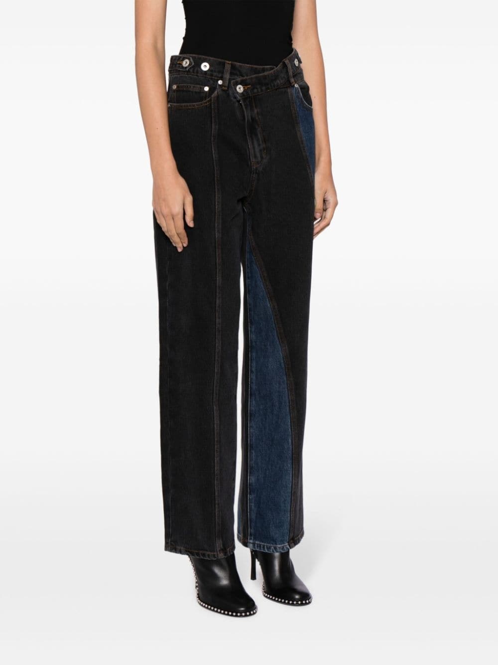 asymmetric-rise straight-leg jeans - 3