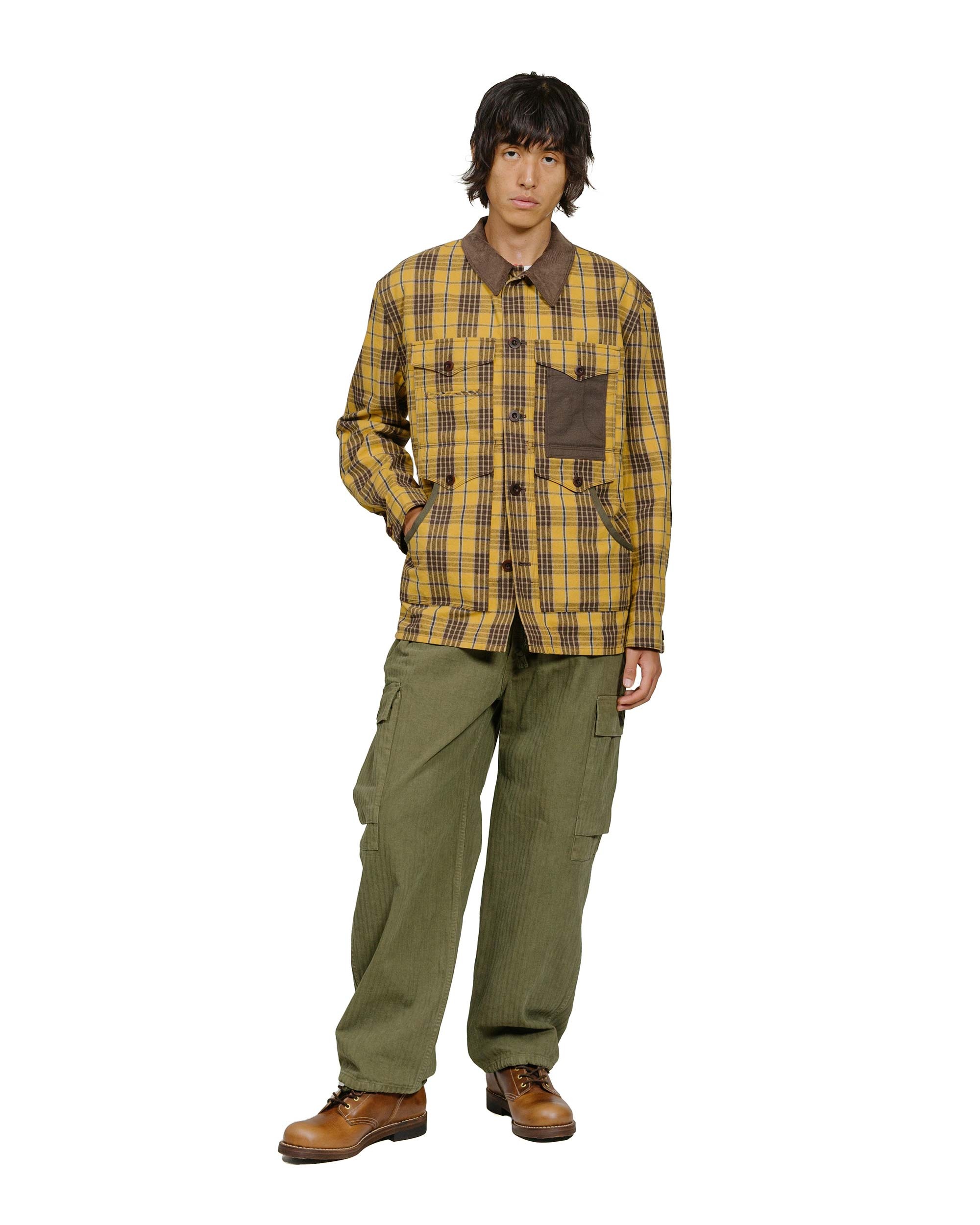Cotton Flannel Check Blouson Yellow/Dark Brown - 4