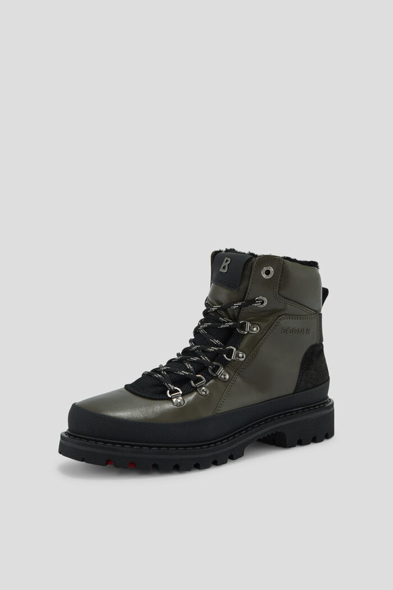 Helsinki Low boots with spikes in Olive green 4