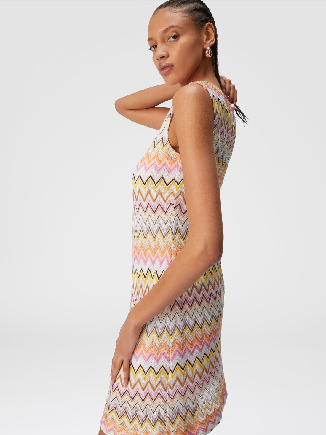 Sleeveless zig zag viscose mini-dress - 4