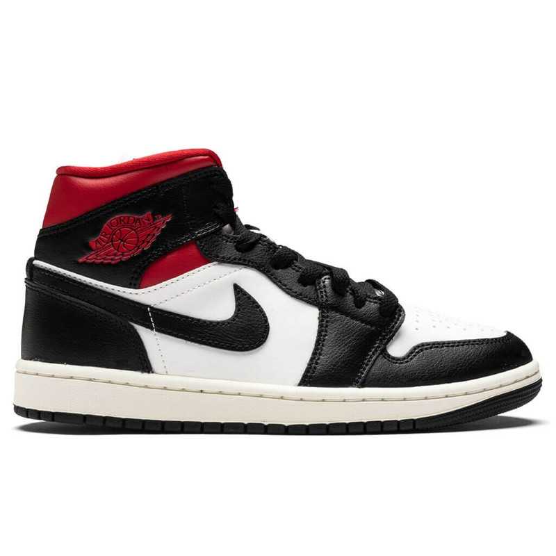 AIR JORDAN 1 MID WOMEN'S - BLACK/GYM RED/SAIL - 1