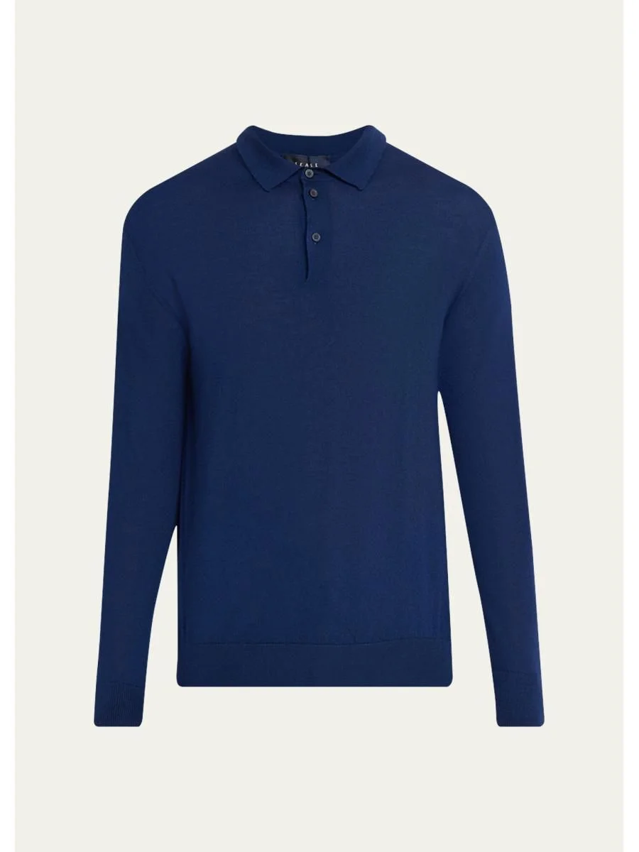 Men's Cashmere Fine Knit Polo-Neck Sweater - 1
