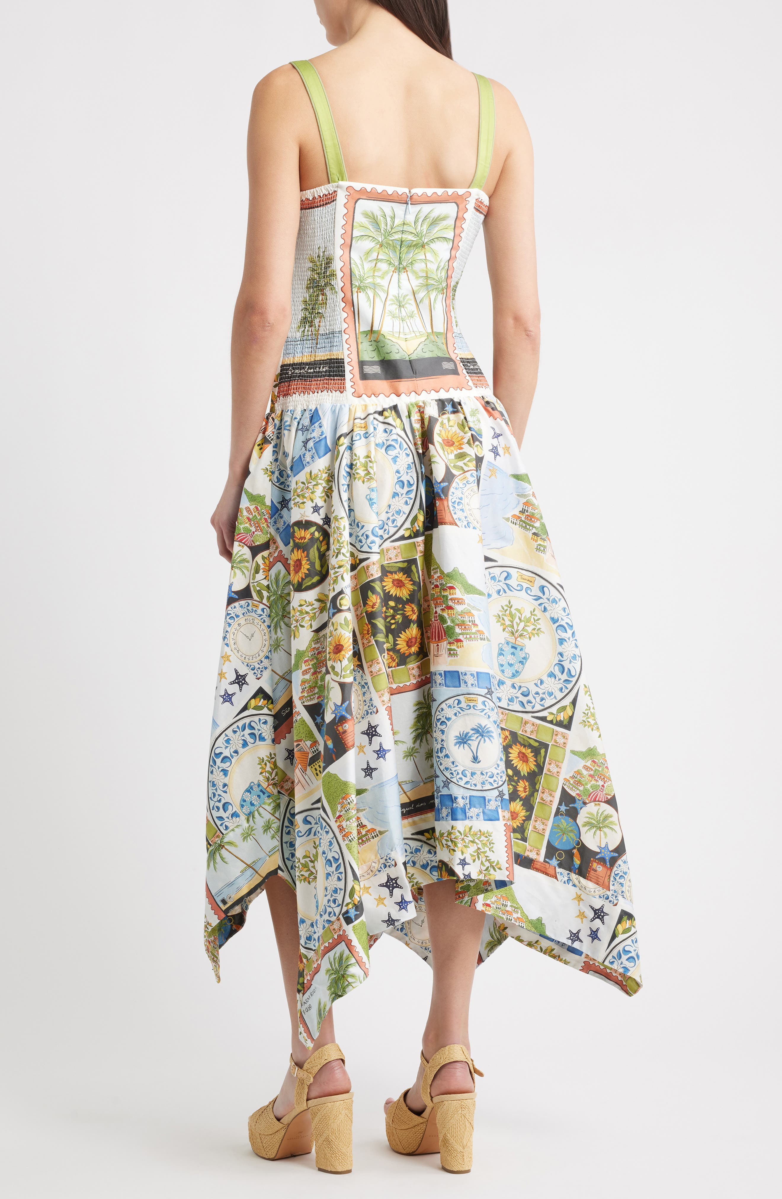 FARM Rio Latin Trip Print Asymmetric Cotton Button-Front Sundress in Off-White at Nordstrom - 2