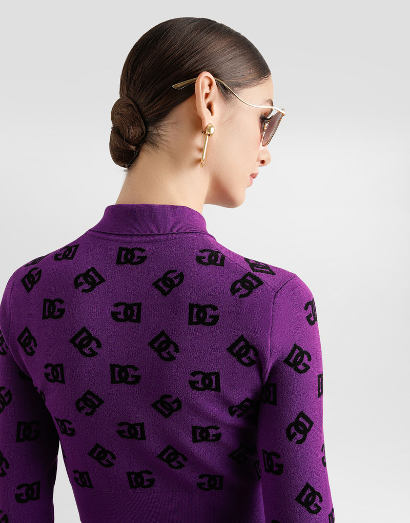 Long-sleeved viscose jacquard polo shirt 5