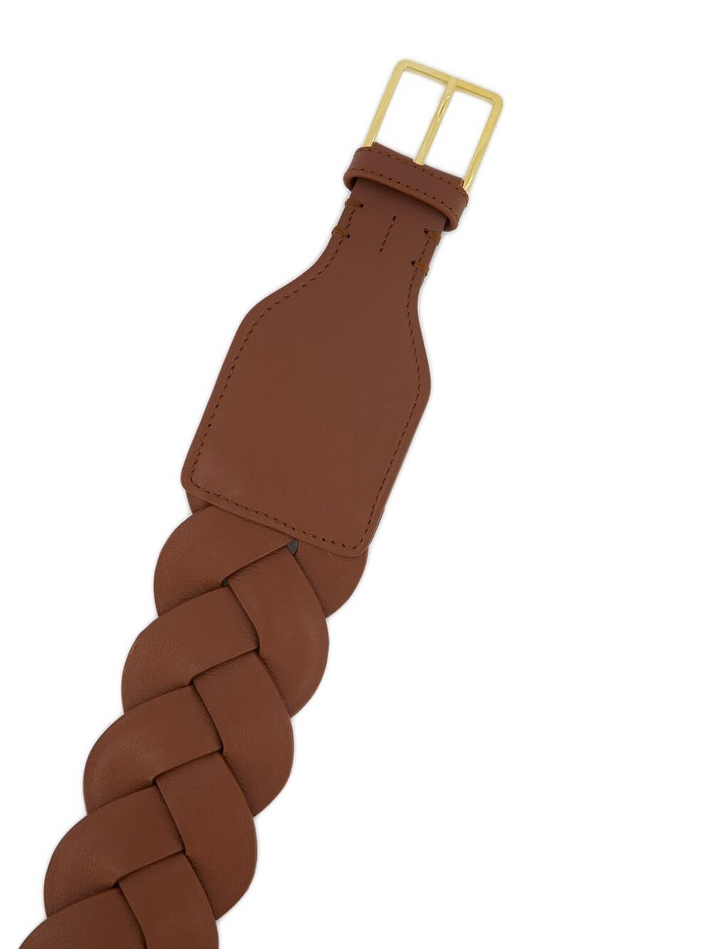 braided leather square-buckle belt - 4
