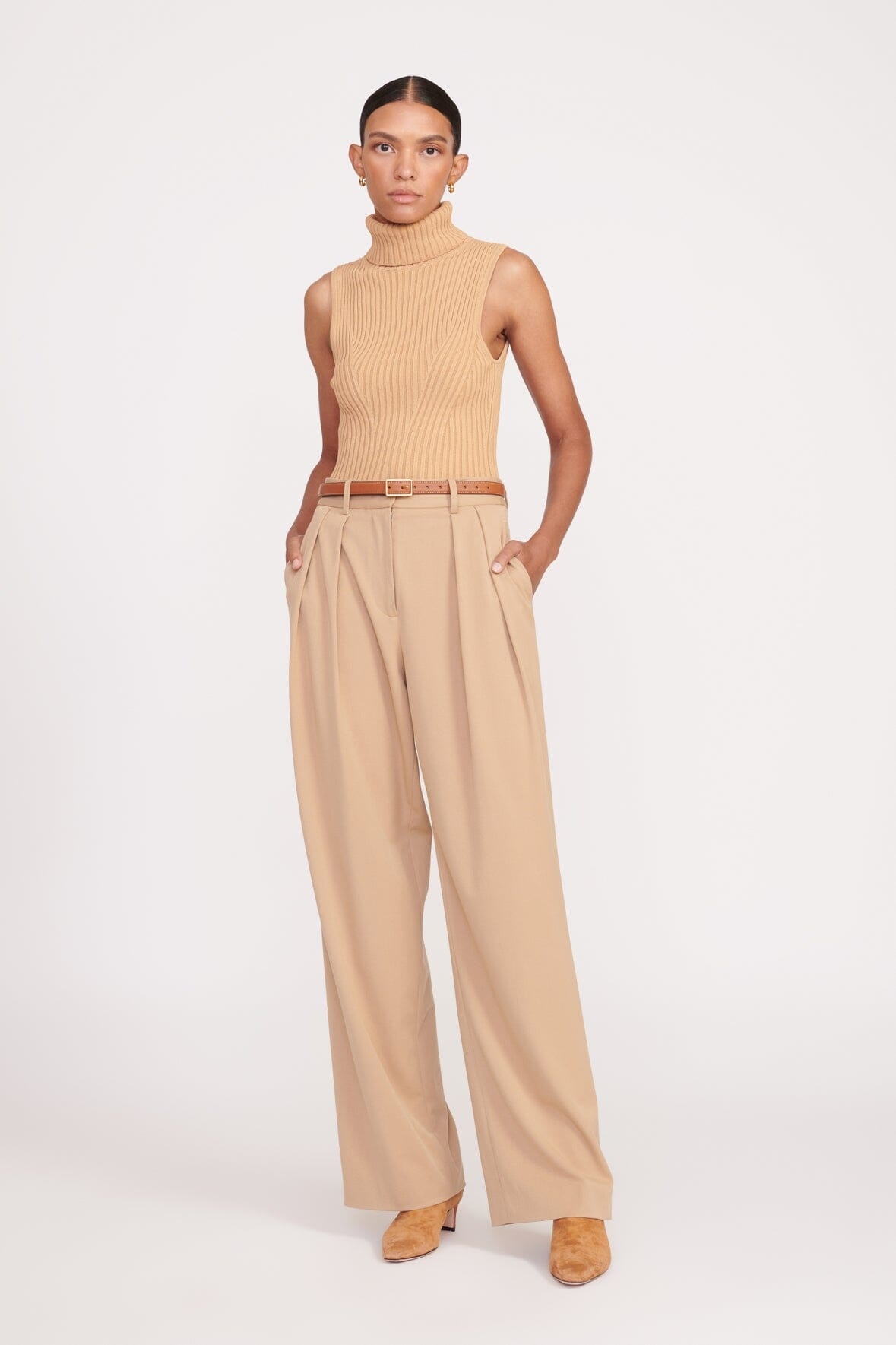 STAUD CLASSIC WIDE BELT TAN - 5
