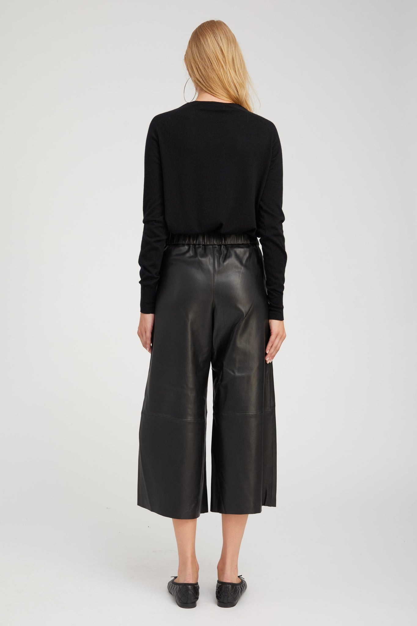 BLACK LEATHER CULOTTE - 4