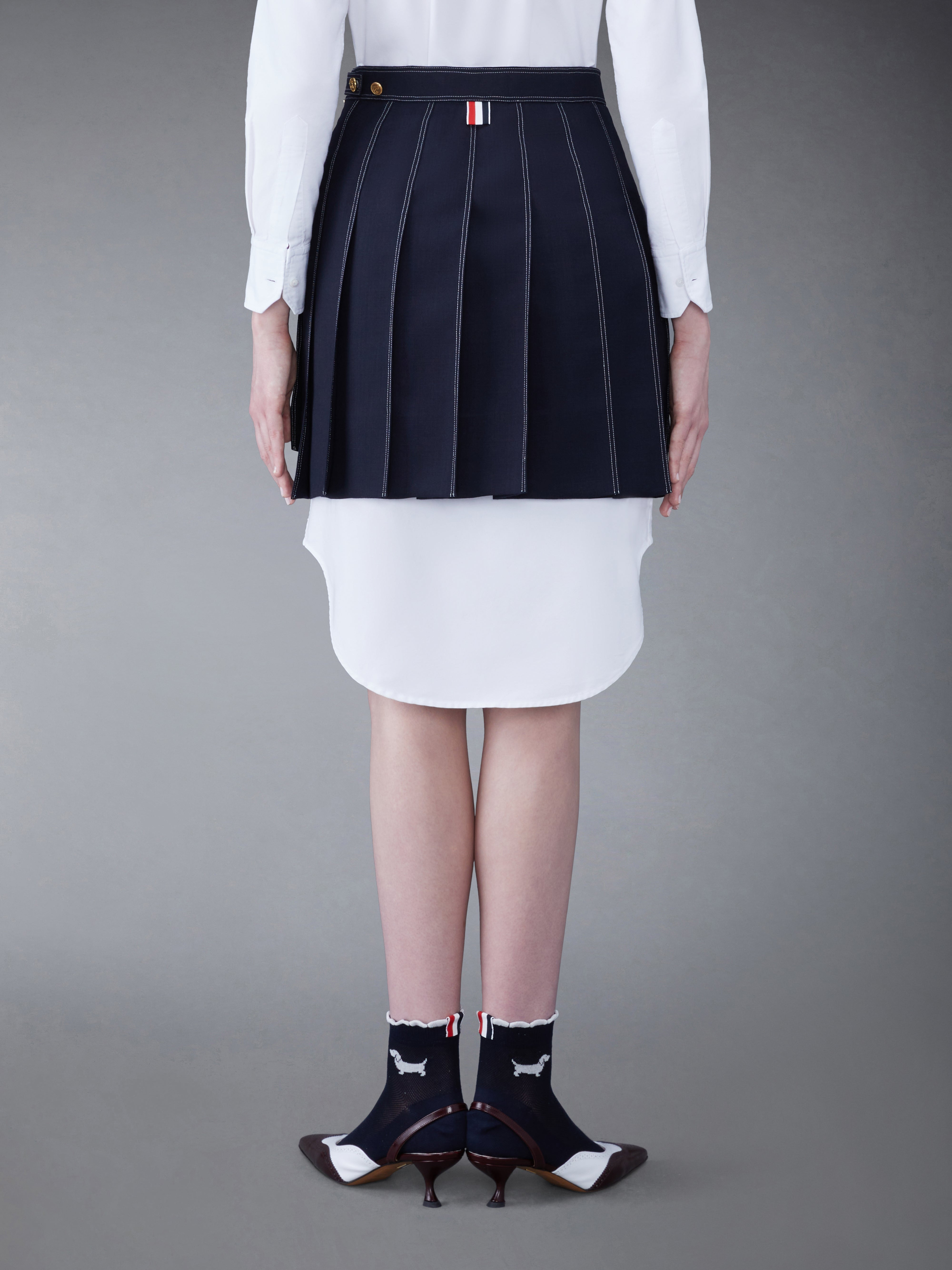 striped pleated wool miniskirt - 3