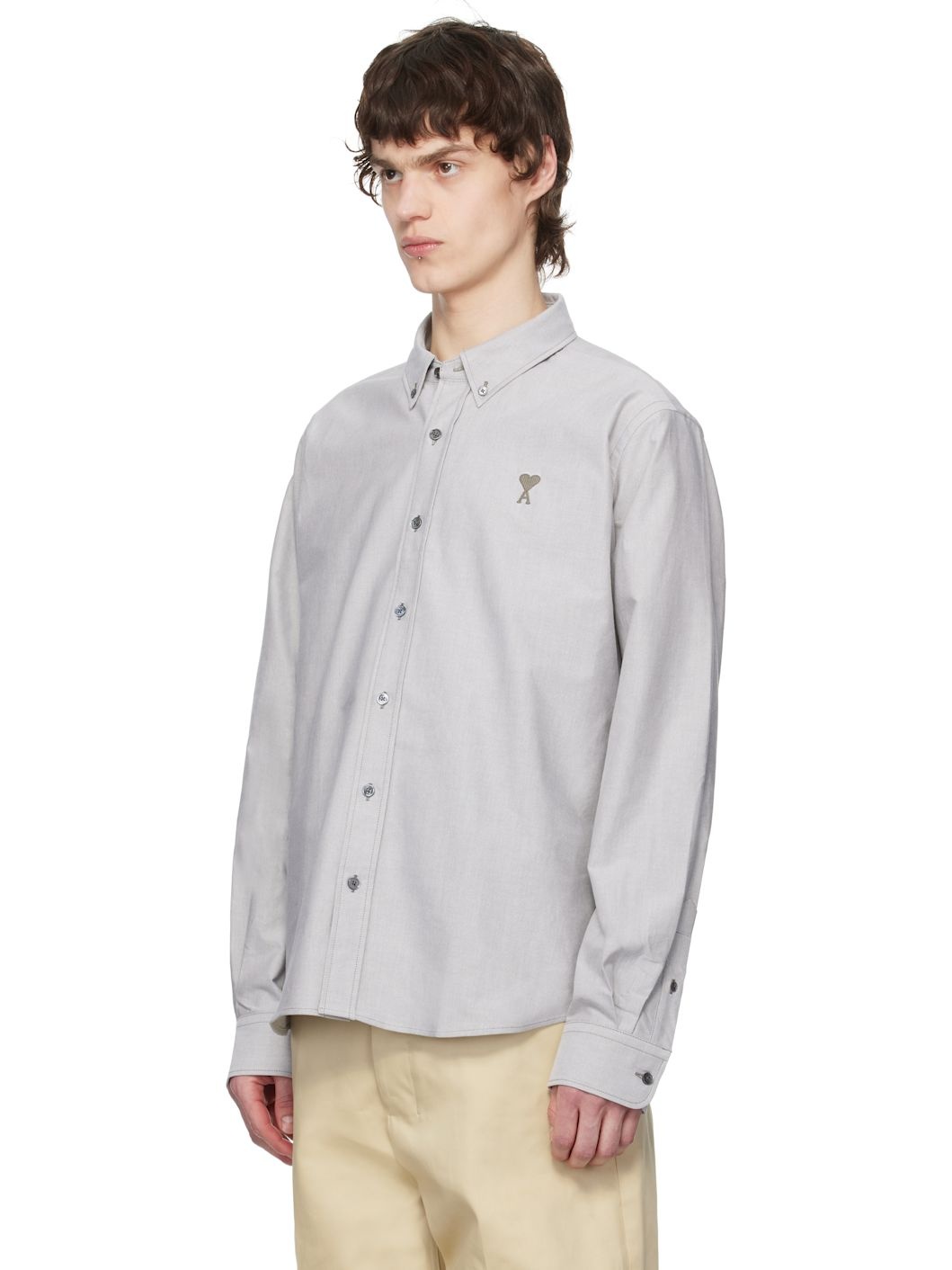 Gray Cotton Button-Down Ami de Coeur Shirt - 4