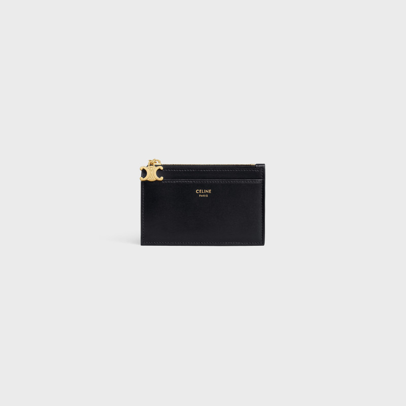 ZIPPED CARD HOLDER TRIOMPHE CHARMS in SHINY CALFSKIN 1