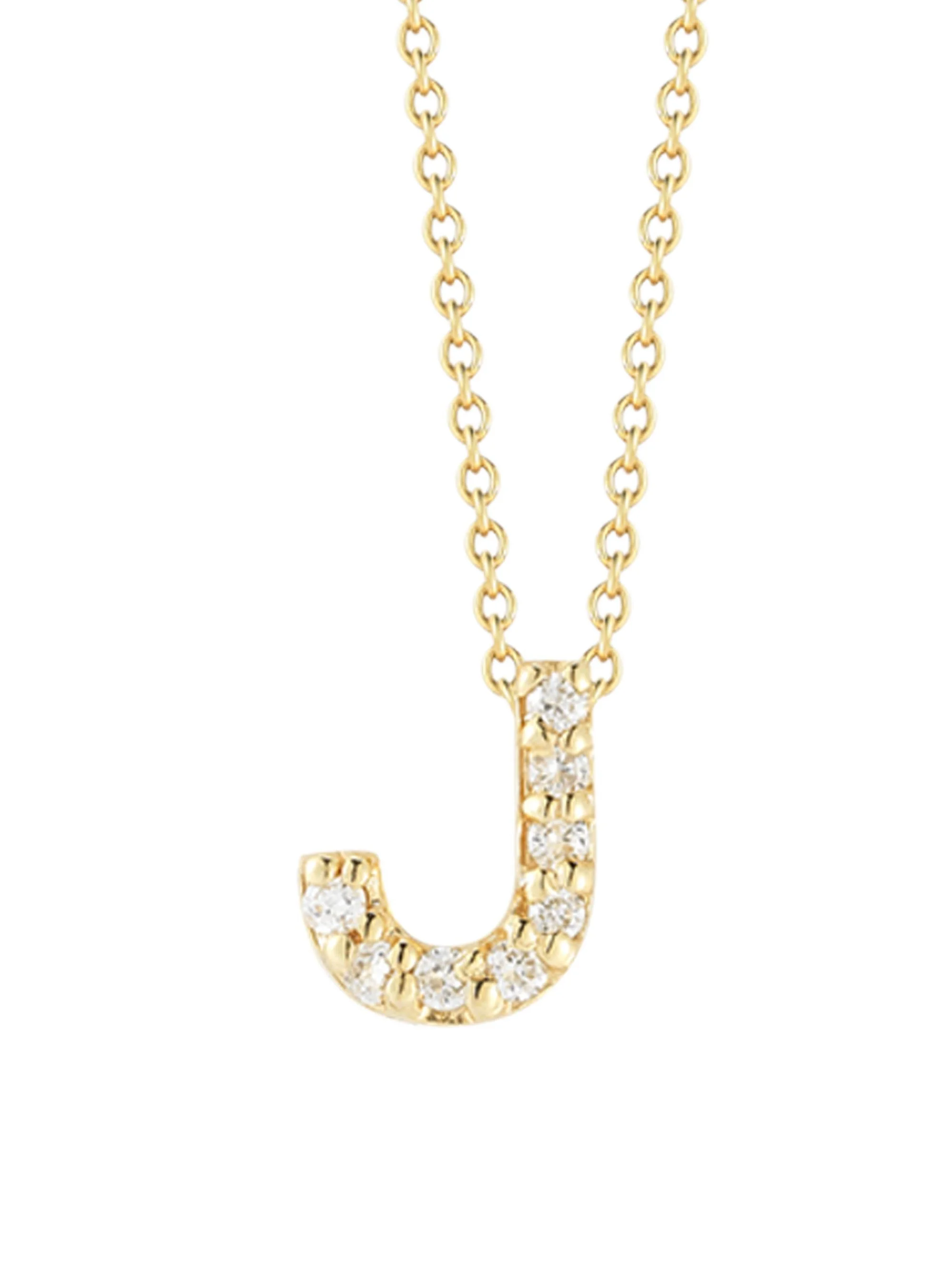 Women's Tiny Treasures Diamond & 18K Yellow Gold Initial Necklace - Initial J - 1