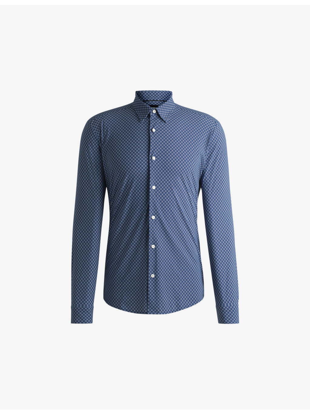 Geometric-pattern slim-fit stretch-jersey shirt - 1