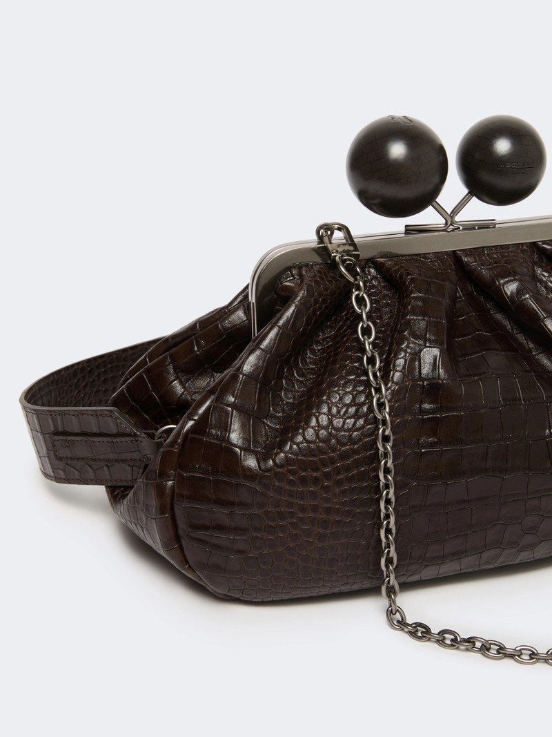 ALISSO Medium crocodile-print leather Pasticcino Bag - DARK BROWN 3
