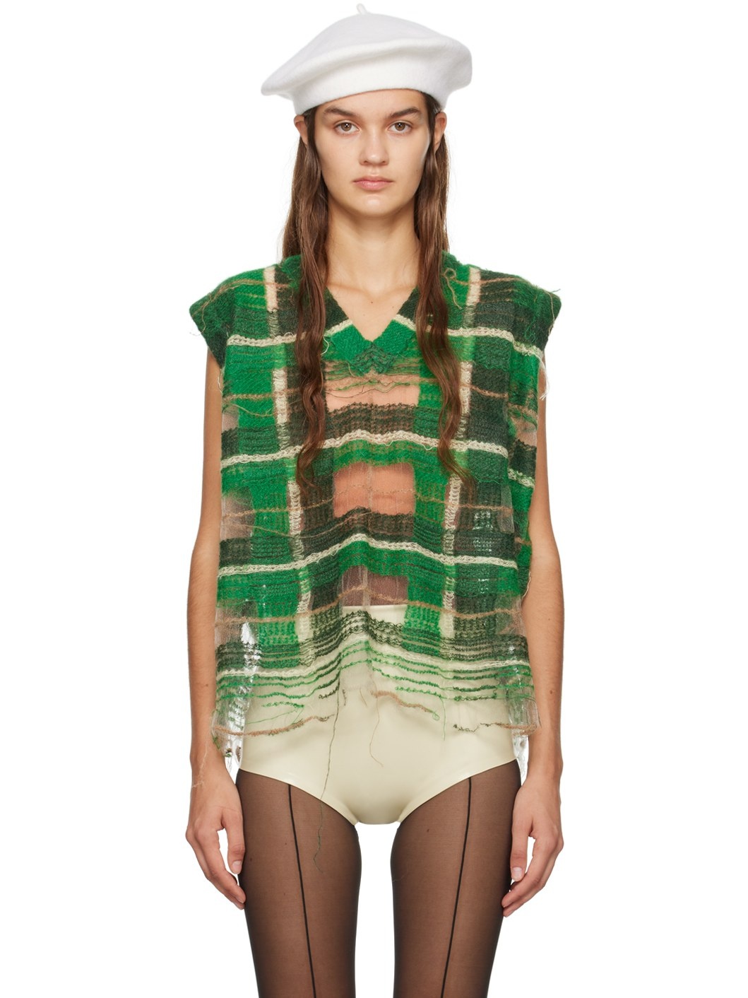 Green & Yellow Distressed Vest - 1