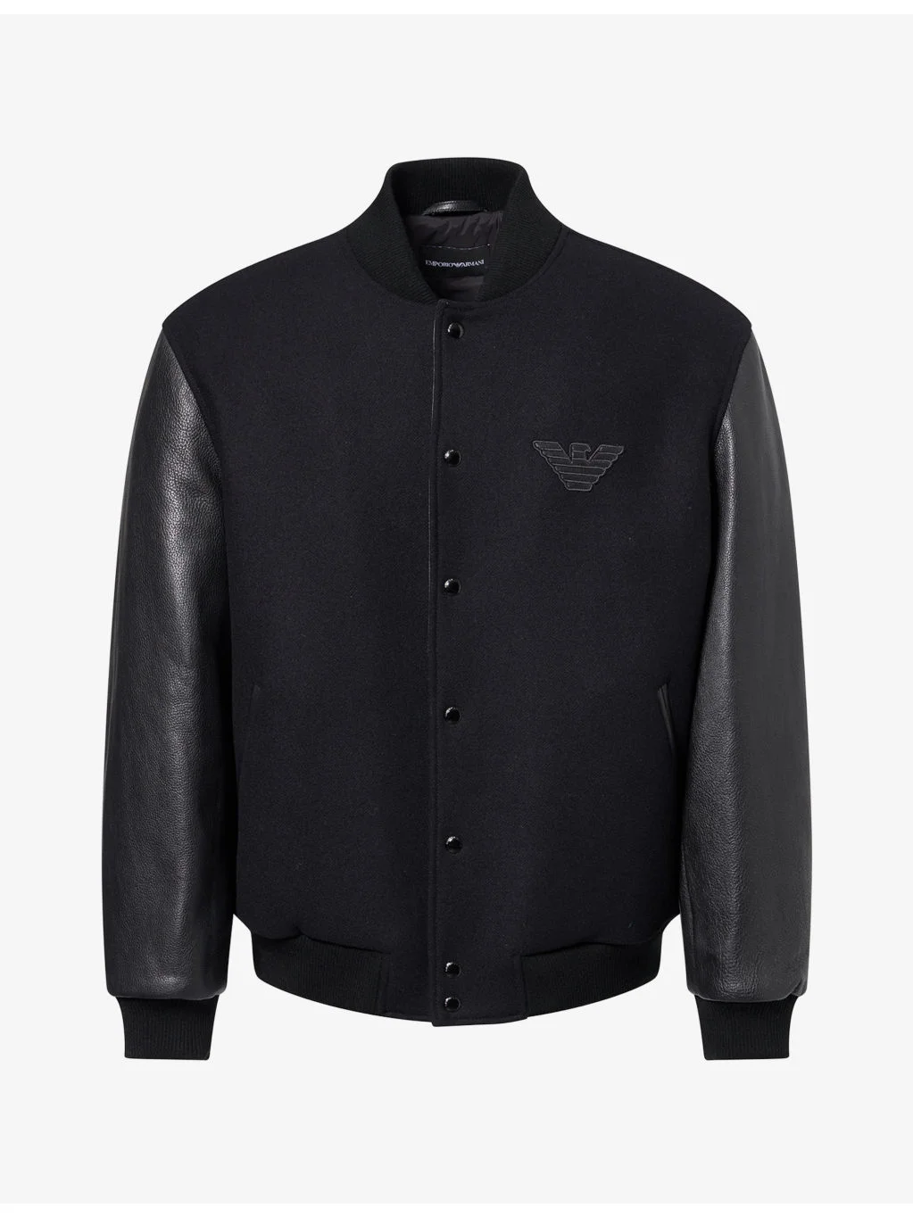 Leather-Sleeve Wool Varsity Jacket - 1