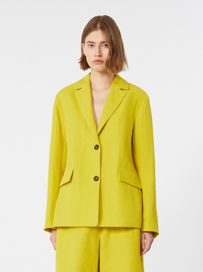 ALBERTA Pure linen canvas jacket - LEMON 3