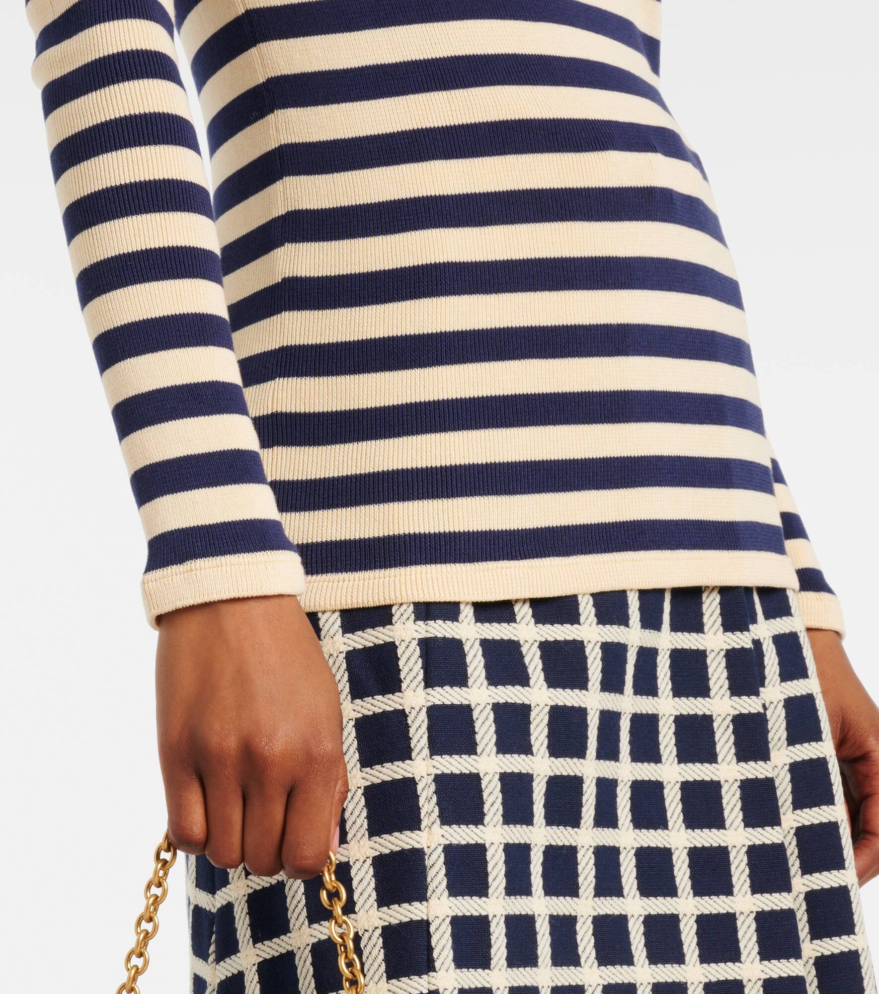 Striped ribbed-knit cotton sweater - 5