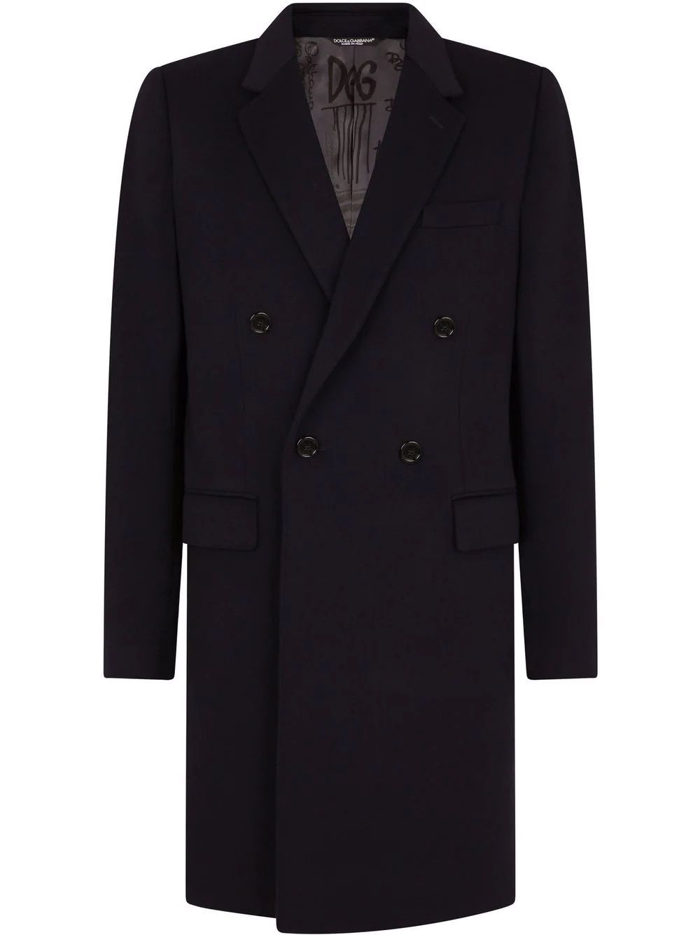 double-breasted mid-length coat - 1