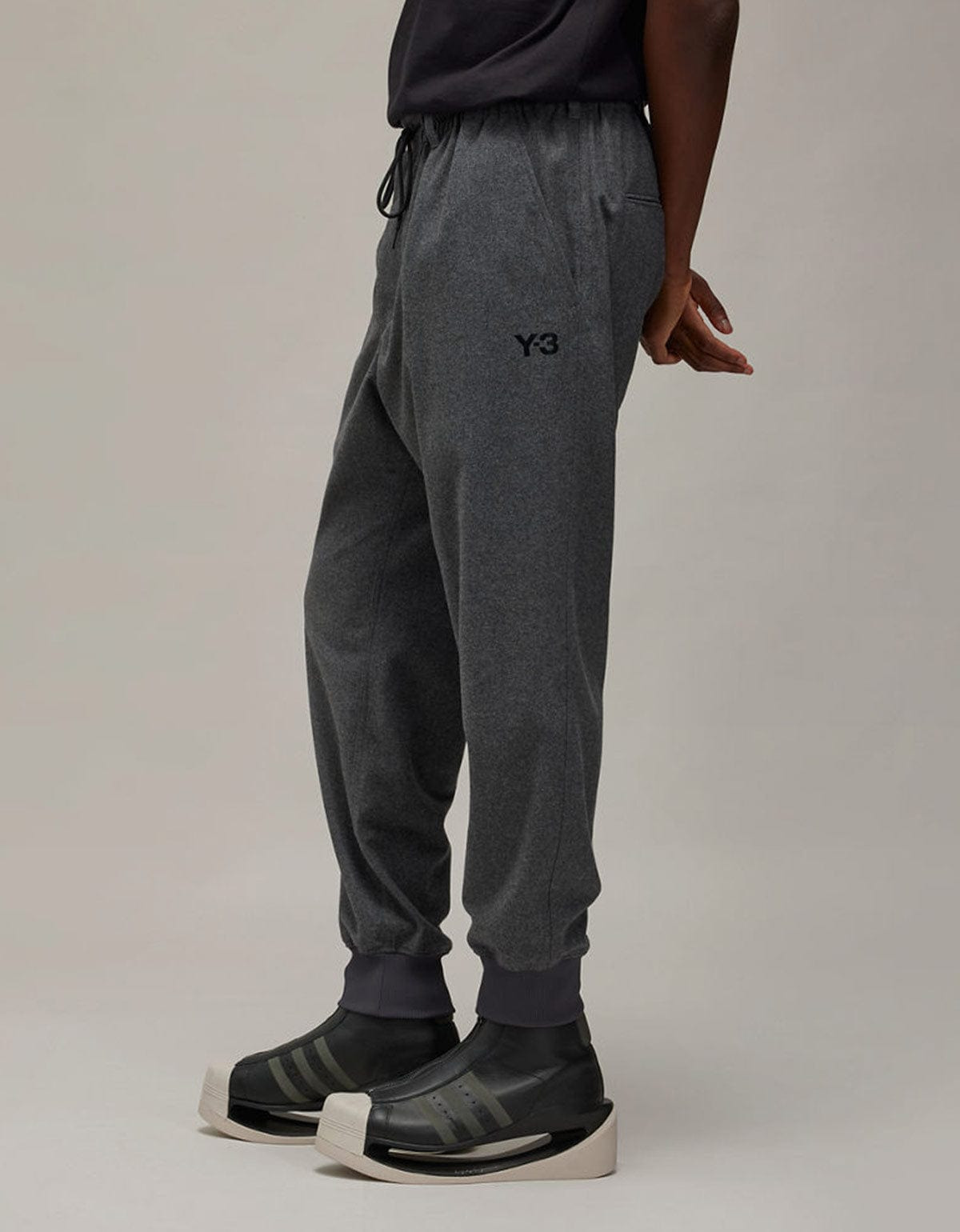 Y-3 Grey Wool Flannel Cuffed Pants - 6