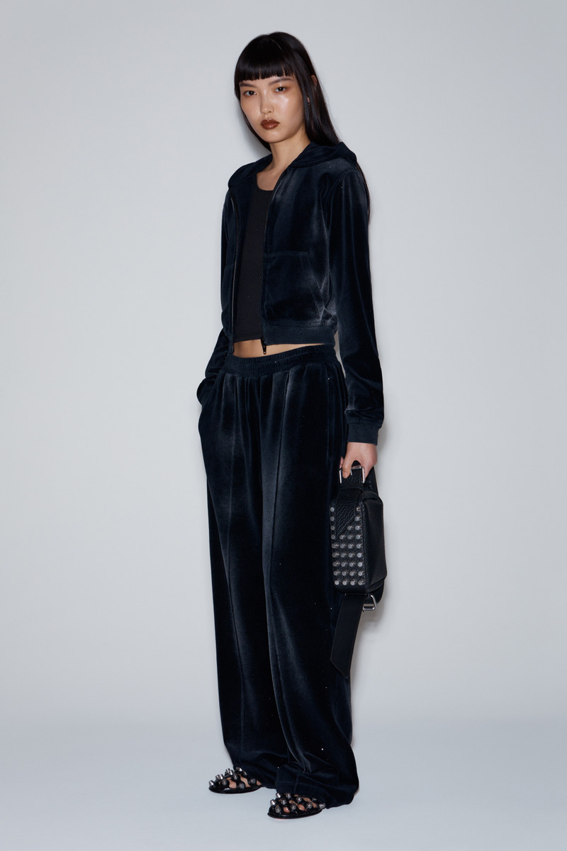 Sweatpant with Clear Bead Hotfix in Crushed Velour 3