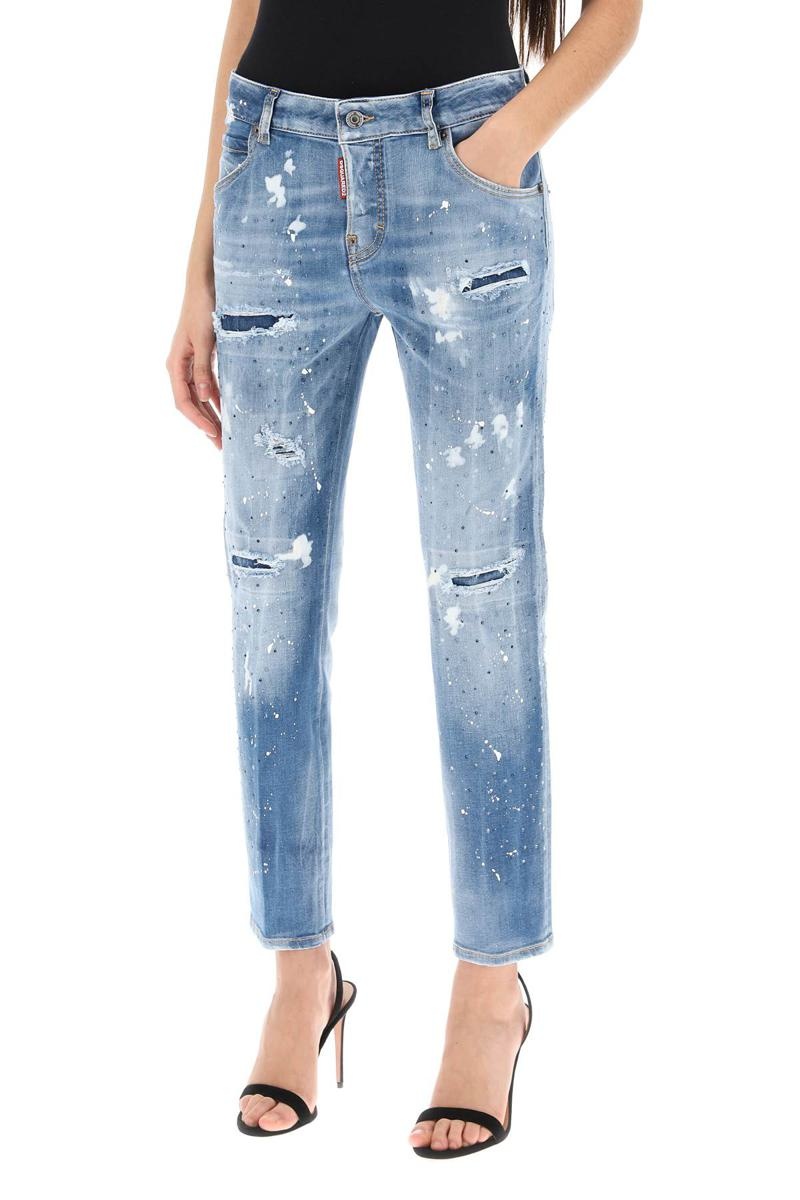 Dsquared2 Cool Girl Jeans In Medium Ice Spots Wash - 4