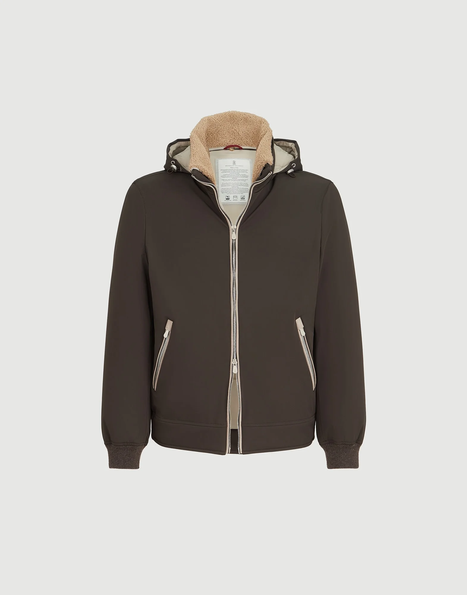 Stretch bonded nylon down jacket with detachable hood - 1