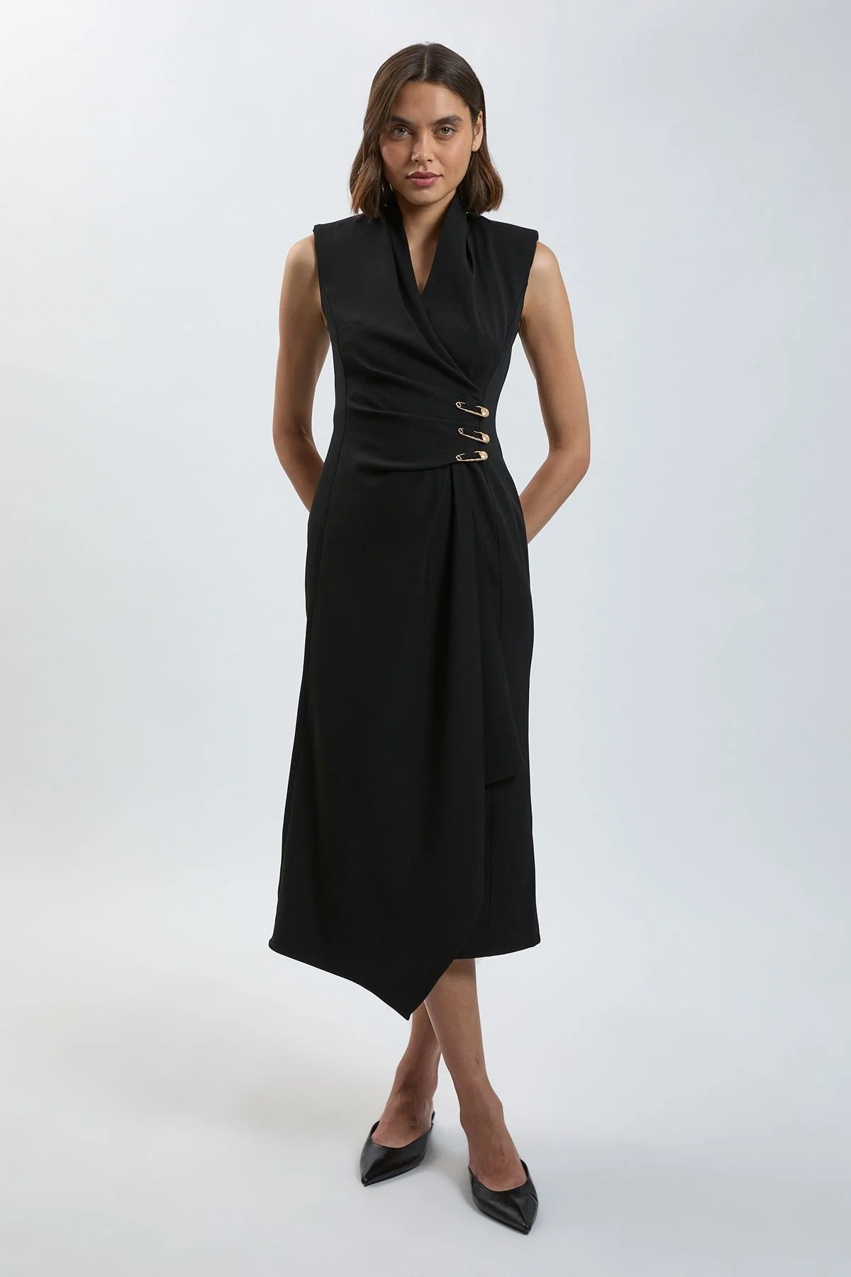 Petite Trim Tailored Midi Pencil Dress - 1