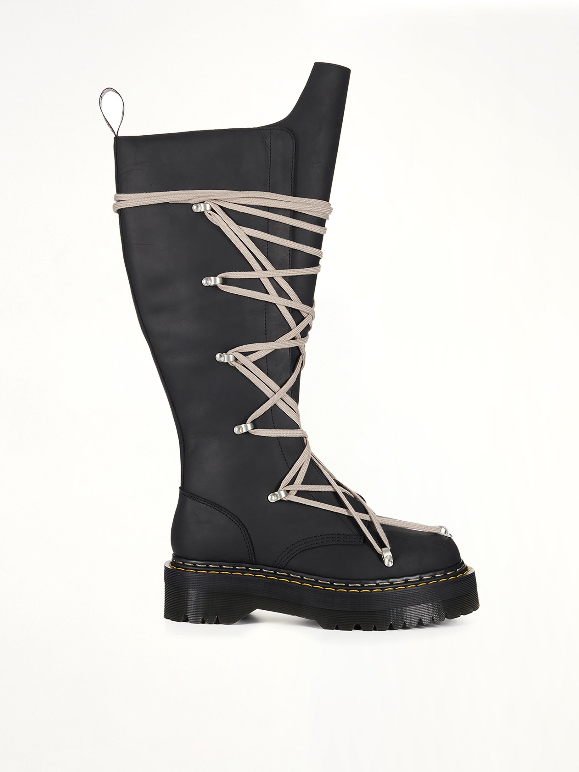 Rick Owens x Dr. Marten 1B60 Quad Sole Pentalace Boots in Black - 1