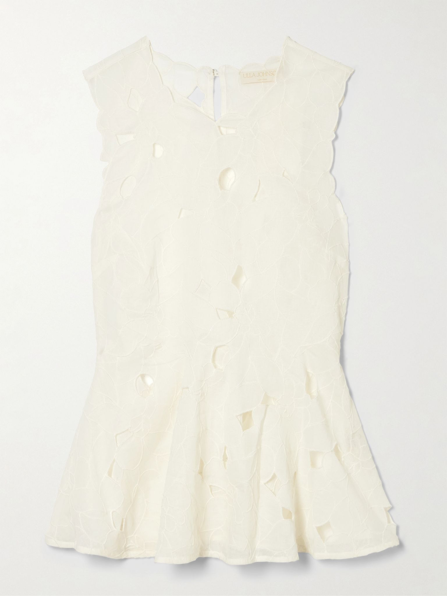 Ali cutout embroidered cotton-voile top Off-white - 1