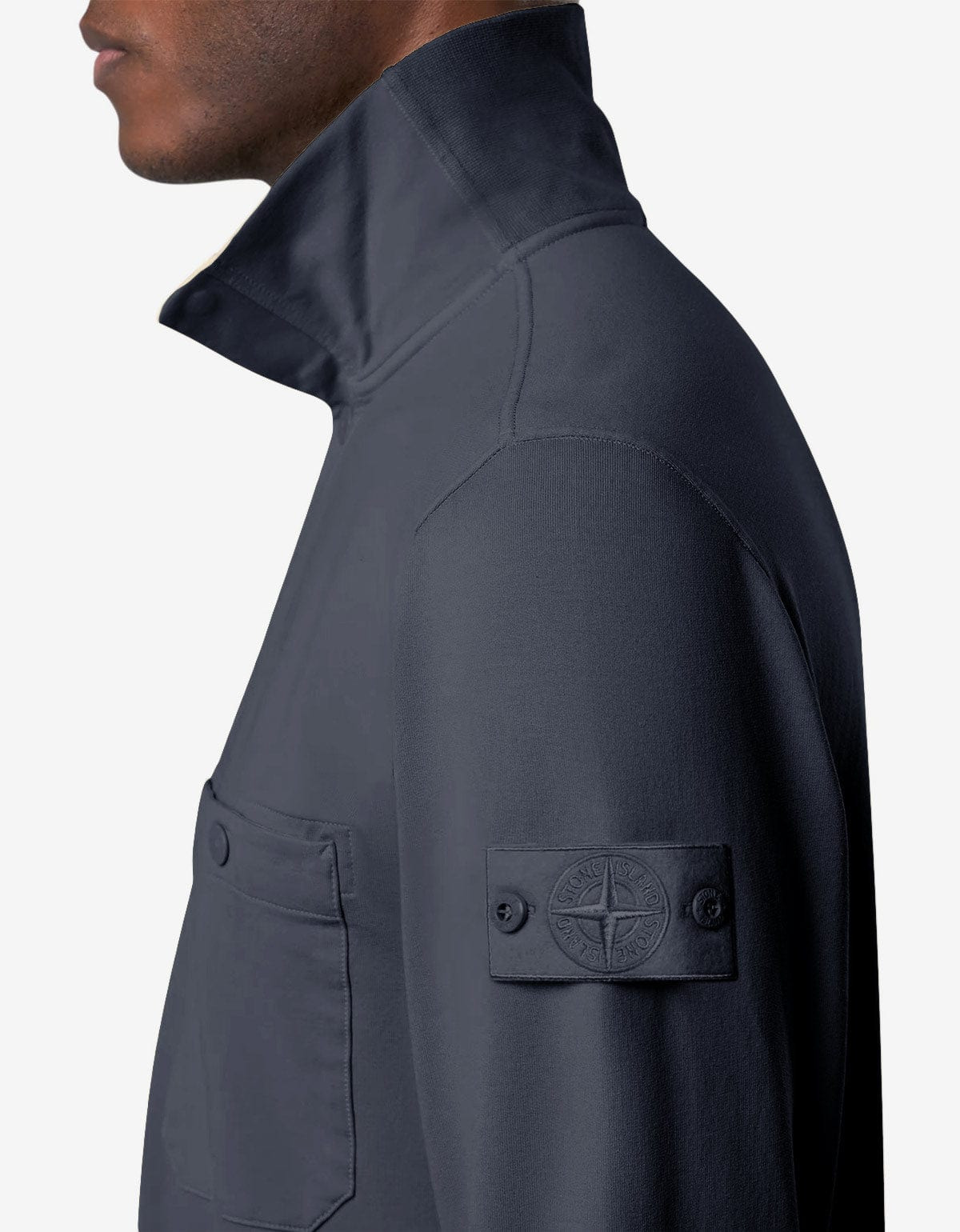 Stone Island Ghost Blue Half-Snap Sweatshirt - 7