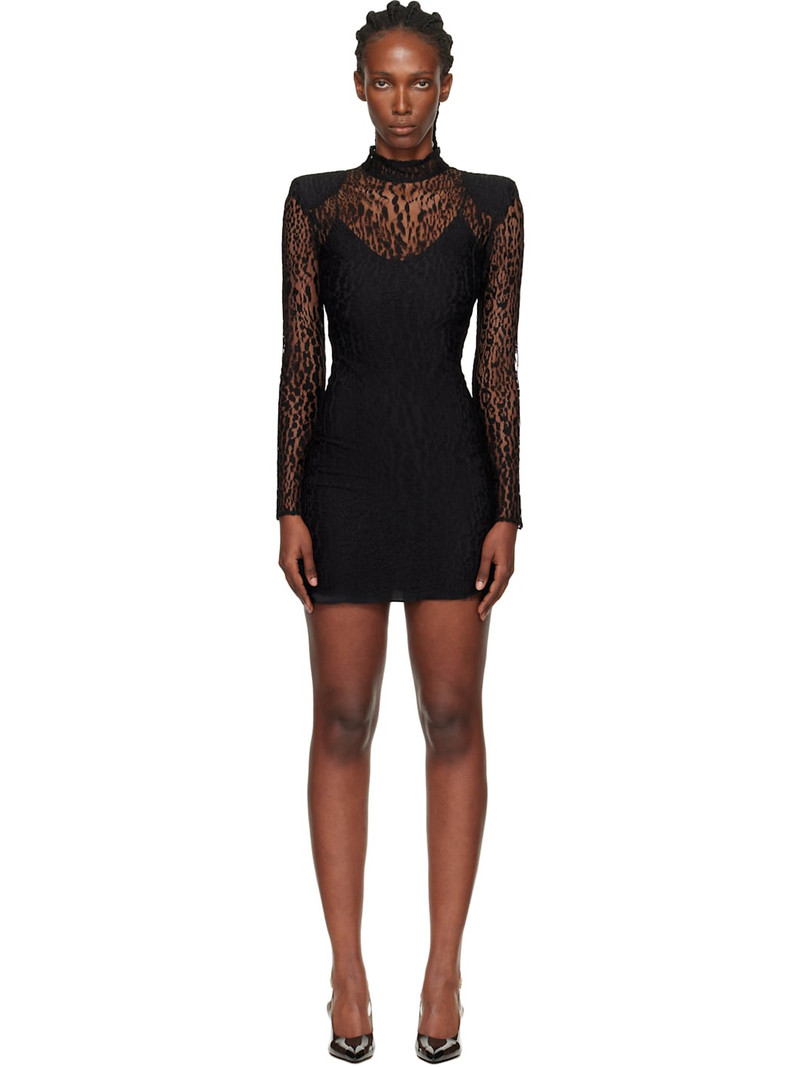 Black Leopard Pattern Lace Minidress 1